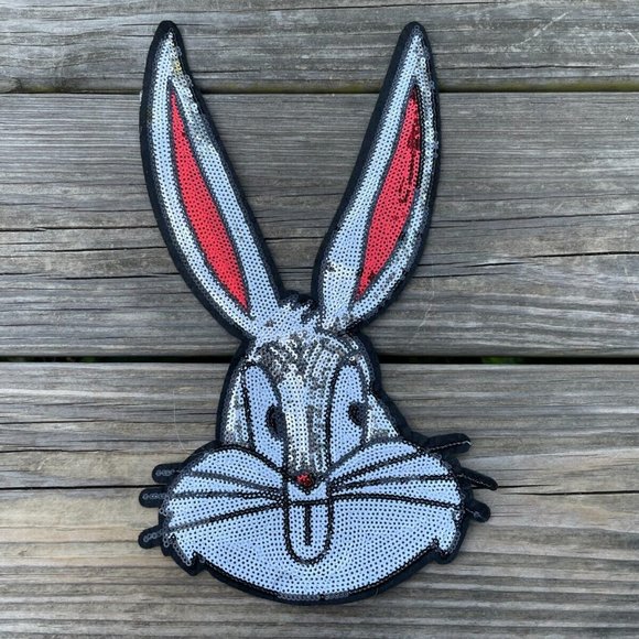 Bunny Patches Iron On Sequin Silver/Red Tone Patches For Jackets Clothes Craft - Picture 6 of 6